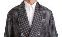 Thumbnail for Elegant Navy Silk Double Breasted Coat