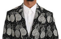 Thumbnail for Chic Black Pineapple Print Wool Suit