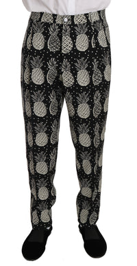 Thumbnail for Chic Black Pineapple Print Wool Suit