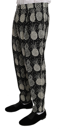 Thumbnail for Chic Black Pineapple Print Wool Suit