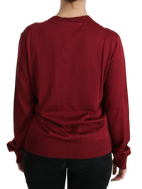 Thumbnail for Silk Red Cardigan Top with Button Accents