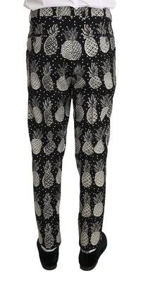 Thumbnail for Chic Black Pineapple Print Wool Suit