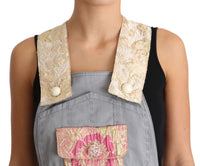 Thumbnail for Exquisite Floral Embellished Denim Overalls