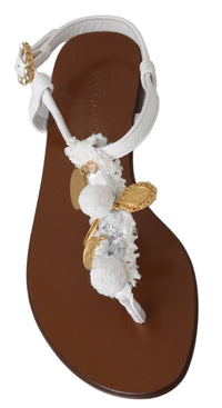 Thumbnail for Pom Pom Flip Flop Ankle Strap Flats