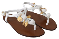 Thumbnail for Pom Pom Flip Flop Ankle Strap Flats