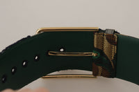 Thumbnail for Elegant Green Leather Belt with Logo Buckle