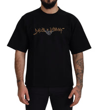 Thumbnail for Black Logo Cotton Crewneck T-shirt