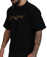 Thumbnail for Black Logo Cotton Crewneck T-shirt