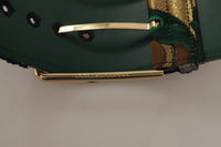 Thumbnail for Elegant Green Leather Belt with Logo Buckle