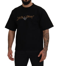 Thumbnail for Black Logo Cotton Crewneck T-shirt