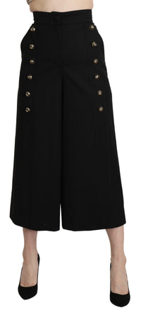 Thumbnail for Elegant High Waist Wide Leg Virgin Wool Trousers