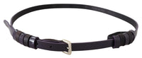 Thumbnail for Chic Black Leather Belt with Chrome Silver Tone Buckle