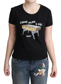 Thumbnail for Chic Black Cotton Tee with Playful Print