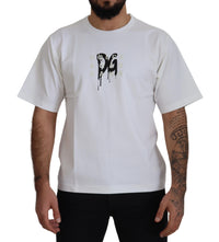Thumbnail for White Logo Print Cotton Crewneck T-shirt