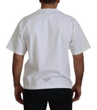 Thumbnail for White Logo Print Cotton Crewneck T-shirt