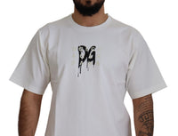 Thumbnail for White Logo Print Cotton Crewneck T-shirt