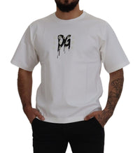 Thumbnail for White Logo Print Cotton Crewneck T-shirt