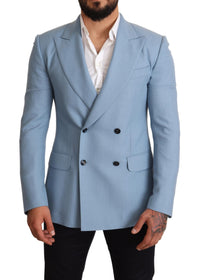 Thumbnail for Elegant Blue Cashmere-Silk Men's Blazer