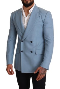 Thumbnail for Elegant Blue Cashmere-Silk Men's Blazer