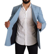 Thumbnail for Elegant Blue Cashmere-Silk Men's Blazer