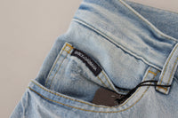 Thumbnail for Light Blue Cotton Tattered Casual Denim Jeans