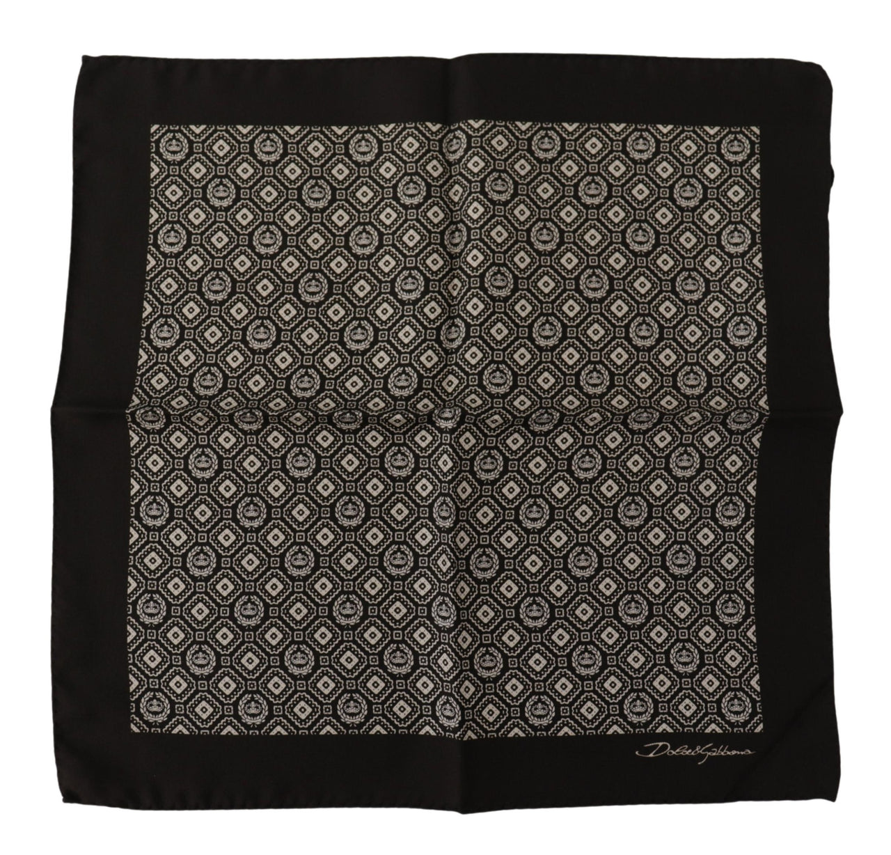 Black Patterned DG Logo Square Handkerchief Scarf