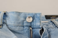 Thumbnail for Light Blue Cotton Tattered Casual Denim Jeans