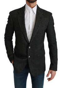 Thumbnail for Elegant Gray Plaid Slim Fit Blazer