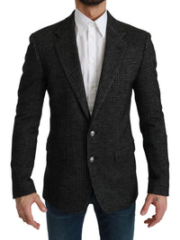 Thumbnail for Elegant Gray Plaid Slim Fit Blazer
