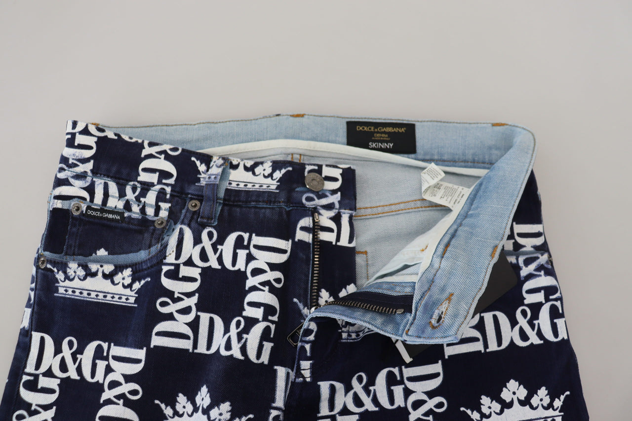 Blue Cotton DG Crown Skinny Denim Jeans