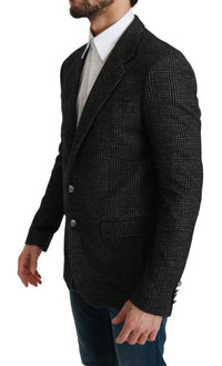 Thumbnail for Elegant Gray Plaid Slim Fit Blazer