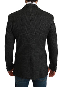 Thumbnail for Elegant Gray Plaid Slim Fit Blazer