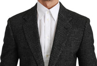 Thumbnail for Elegant Gray Plaid Slim Fit Blazer