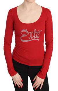 Thumbnail for Red Crystal Embellished Long Sleeve Top