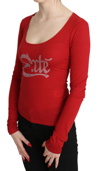 Thumbnail for Red Crystal Embellished Long Sleeve Top