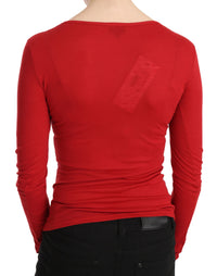 Thumbnail for Red Crystal Embellished Long Sleeve Top