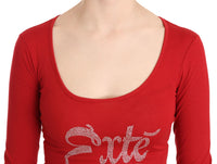 Thumbnail for Red Crystal Embellished Long Sleeve Top