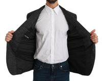 Thumbnail for Elegant Gray Plaid Virgin Wool Blazer