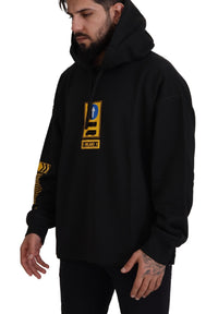 Thumbnail for Elegant Black Cotton Hooded Sweater
