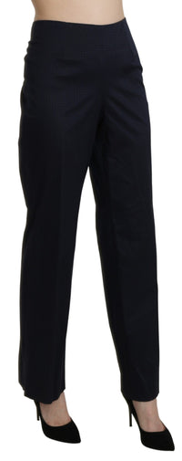 Thumbnail for Navy Blue High Waist Straight Cotton Pants