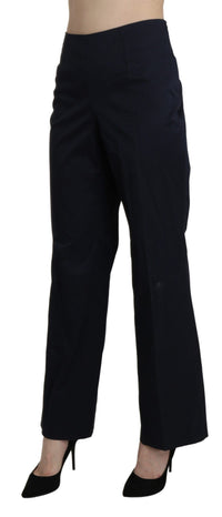 Thumbnail for Navy Blue High Waist Straight Cotton Pants