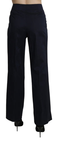 Thumbnail for Navy Blue High Waist Straight Cotton Pants