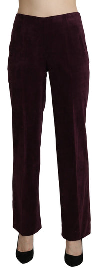 Thumbnail for Elegant High Waist Straight Purple Pants