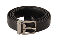 Thumbnail for Elegant Black Leather Belt with Silver Buckle