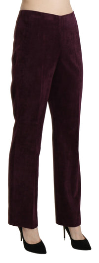 Thumbnail for Elegant High Waist Straight Purple Pants