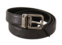 Thumbnail for Elegant Black Leather Belt with Silver Buckle