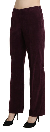 Thumbnail for Elegant High Waist Straight Purple Pants