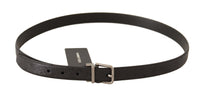 Thumbnail for Elegant Black Leather Belt with Silver Buckle