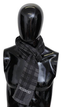 Thumbnail for Elegant Unisex Plaid Wool Scarf with Logo Embroidery
