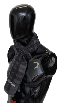Thumbnail for Elegant Unisex Plaid Wool Scarf with Logo Embroidery